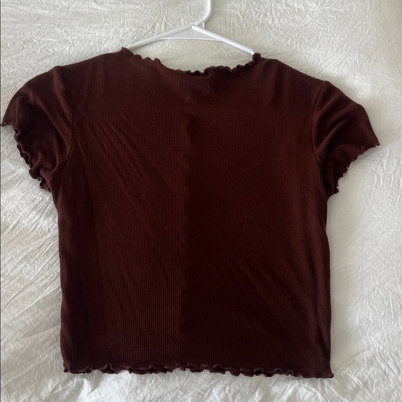 Brown Ruffled Women's Top - Picture 2 of 2